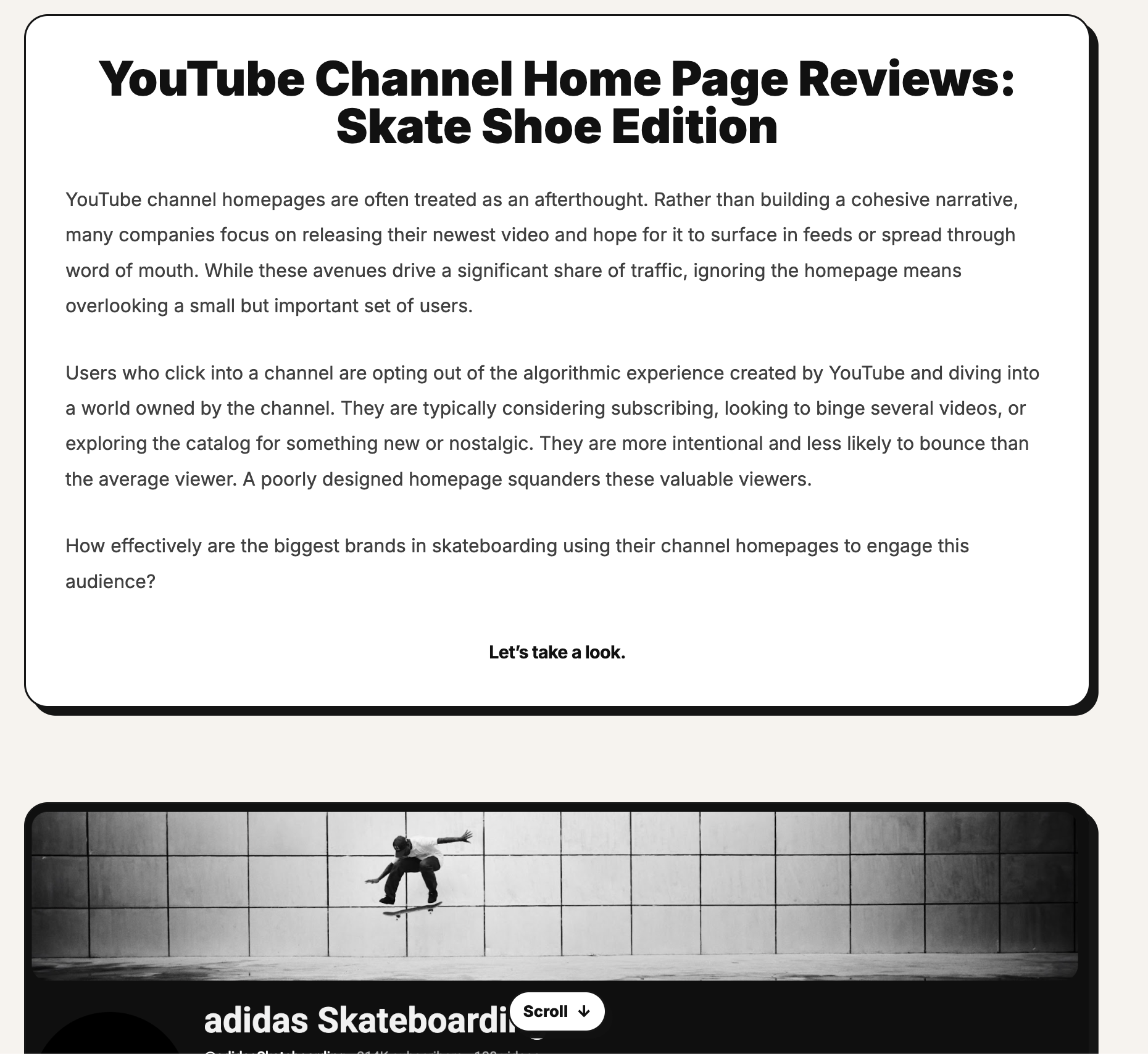 Preview of YouTube Channel Home Page Reviews: Skate Shoe Edition