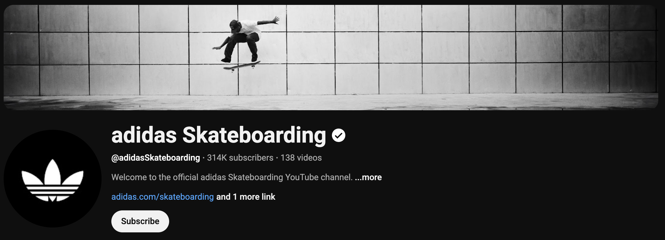 Adidas YouTube homepage banner image