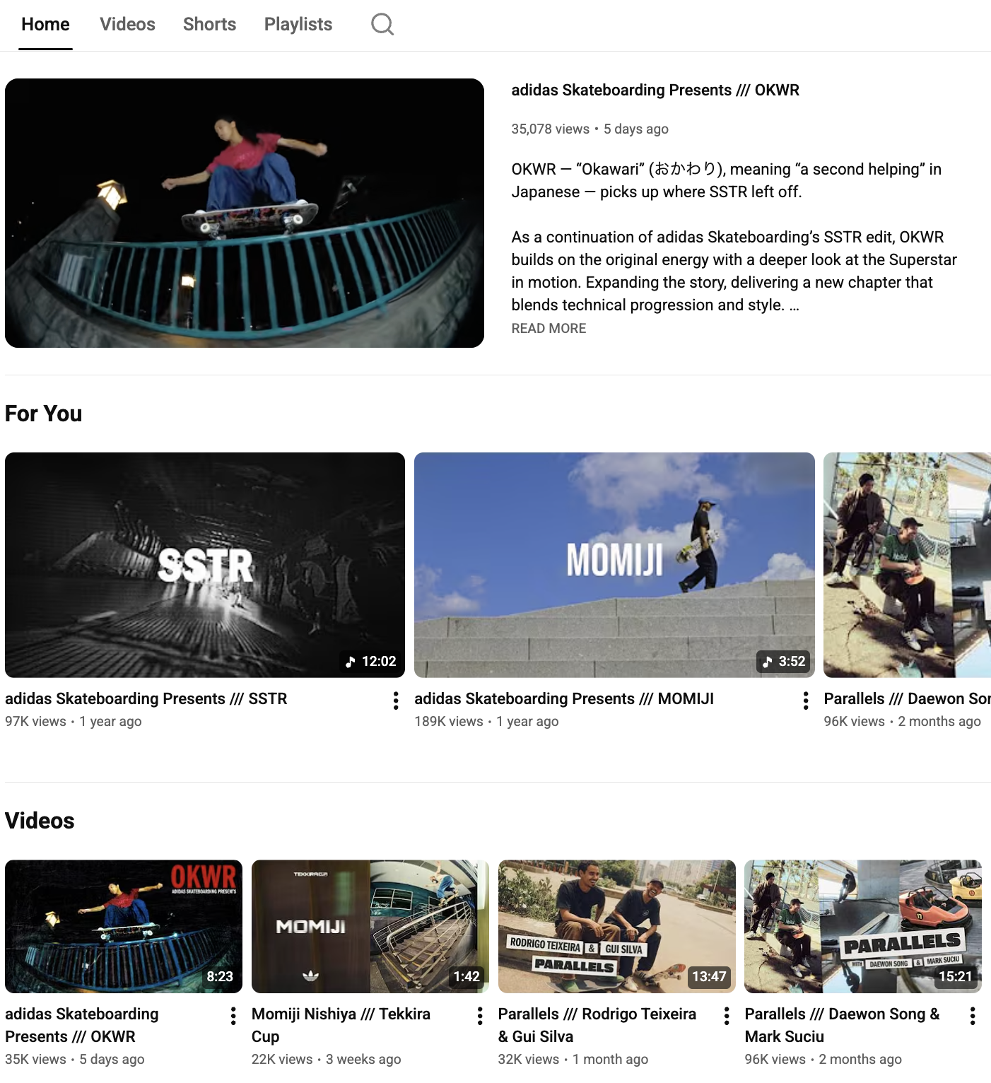 Adidas homepage screenshot detail