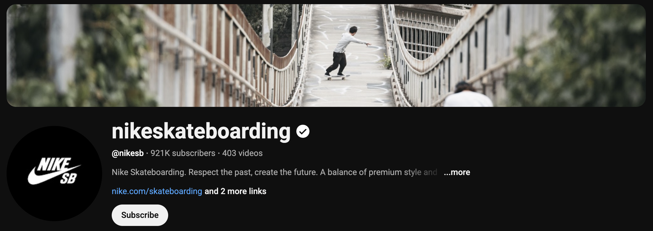Nike SB YouTube homepage banner image