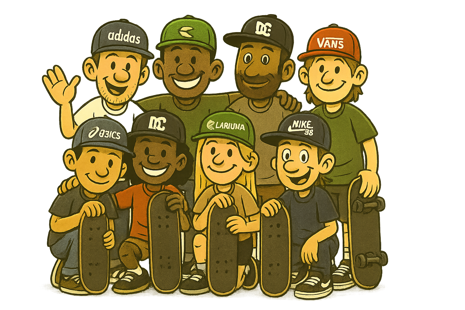 Illustration montage of skate shoe brand channels on YouTube